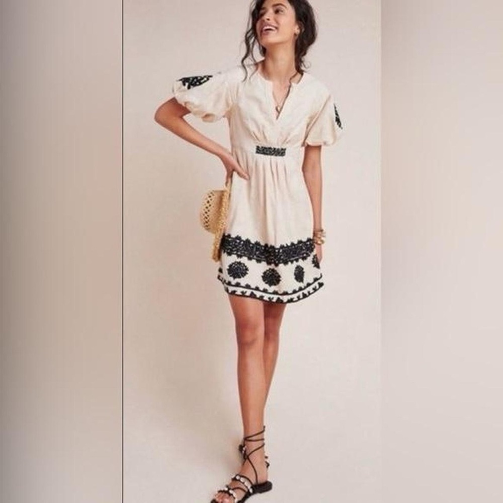 Anthropologie Orla Cream and Black Mini Dress